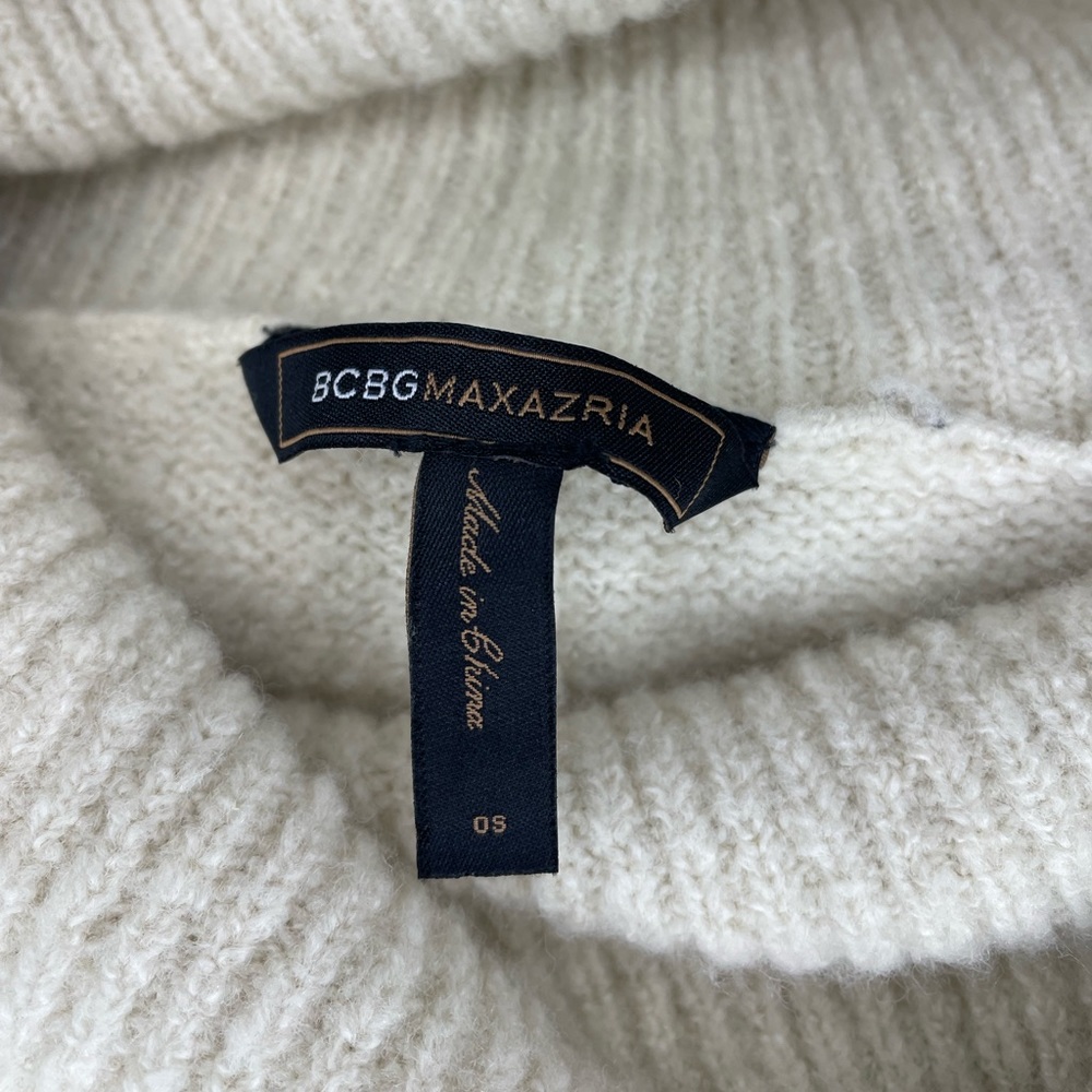 BCBG MaxAzria Cream Oversized Boxy Tunic Cowlneck Sleeveless Sweater OS #4049 - Picture 3 of 7